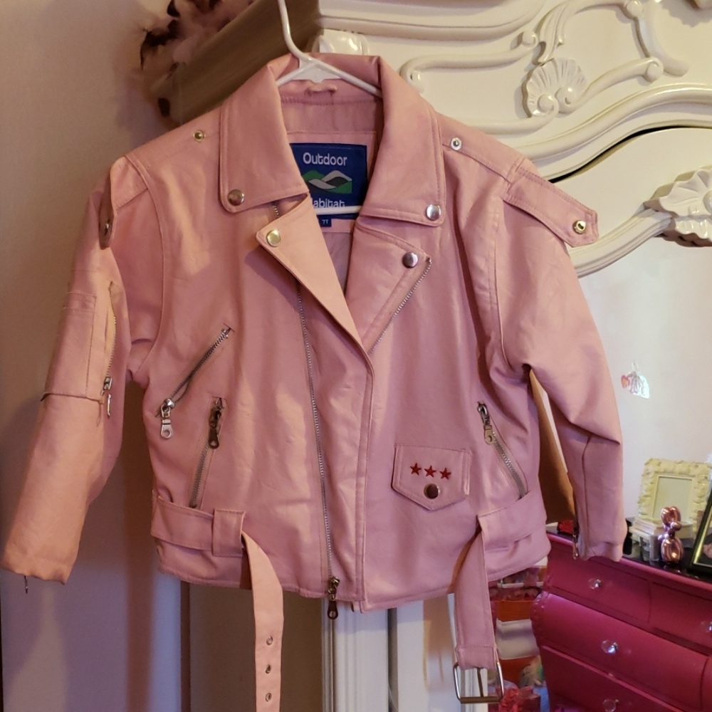 Girls pink leather jacket
